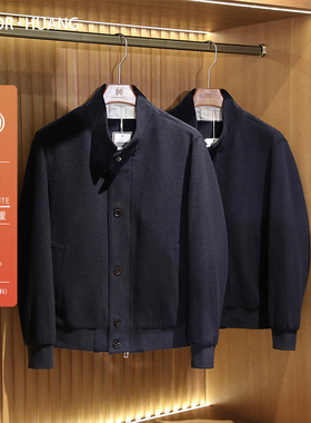 意式轻奢2024春秋新款100%绵羊毛夹克商务休闲老钱风毛呢外套9449