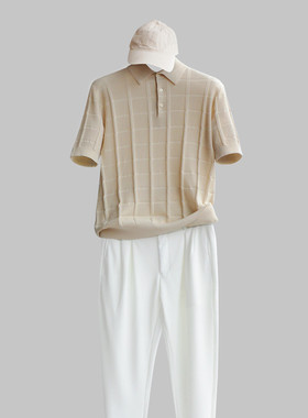 polo衫男2023夏季时尚高端休闲纯棉翻领上衣男士针织短袖T恤7948