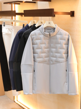 2025秋冬新款男士户外保暖针织拼接轻商务休闲立领三防羽绒服1515