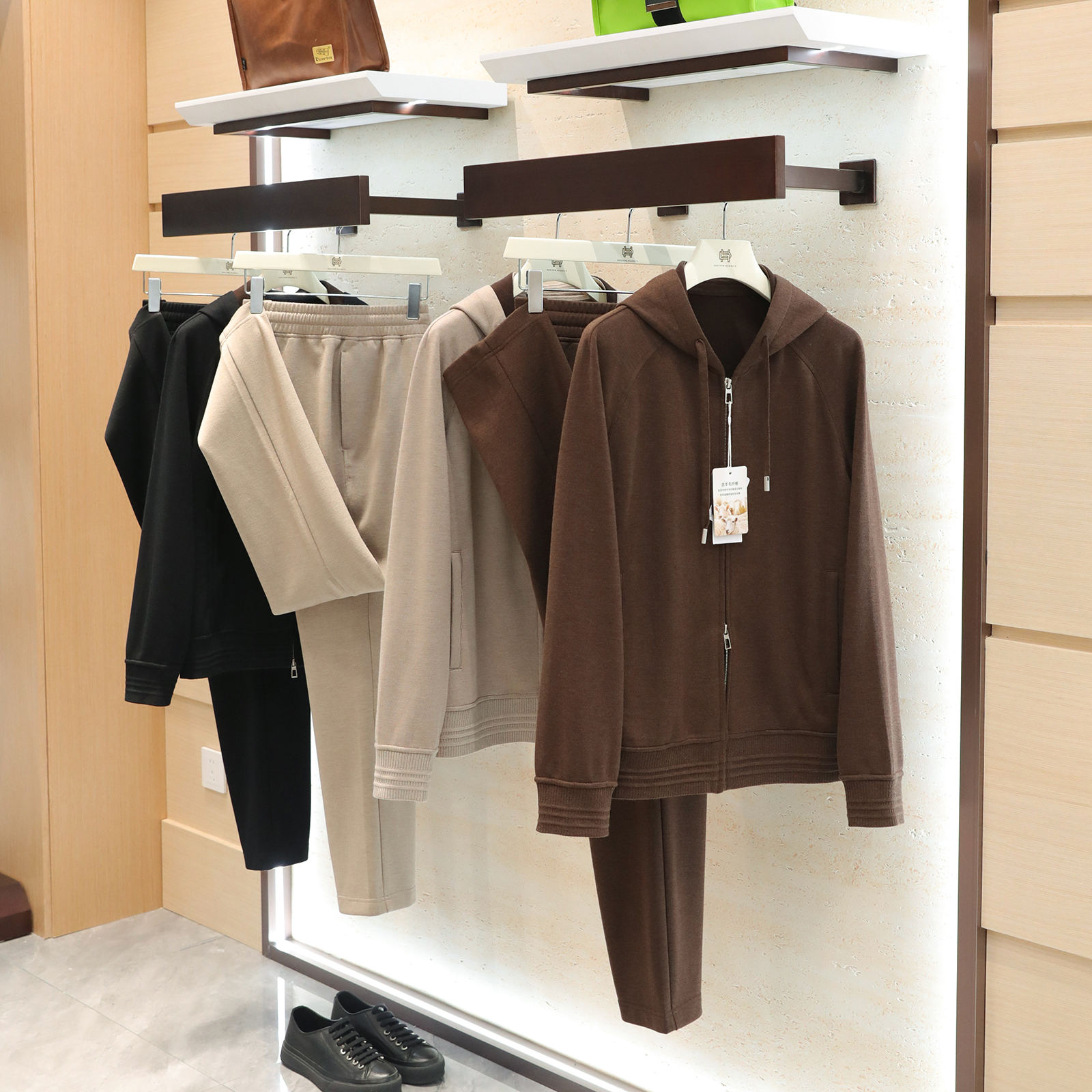 【库存】意式奢华秋季新款男高级感含绵羊毛混纺连帽卫衣套装1300