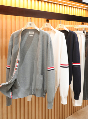 美式休闲风毛衣2025新款经典学院风情侣款100%棉针织开衫外套1769