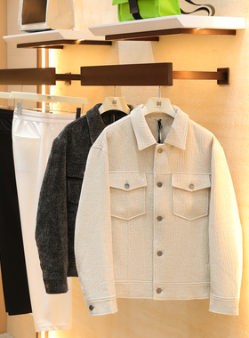 高克重2025秋冬新款男士高端商务休闲复古灯芯绒翻领夹克外套1439