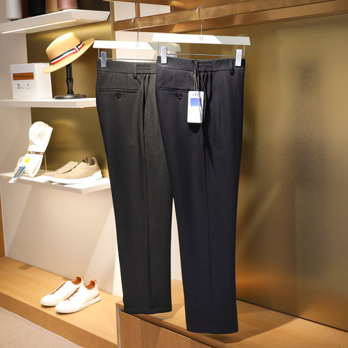 意式奢华轻商务2025夏季新款男士户外徒步透气泡泡纱休闲长裤1100