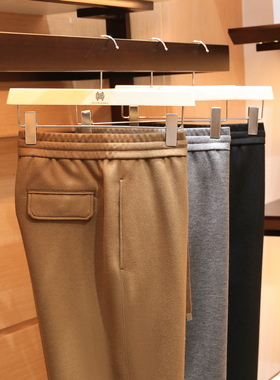 法式轻奢2025秋冬季新款男士高级感宽松直筒羊毛混纺休闲长裤1545