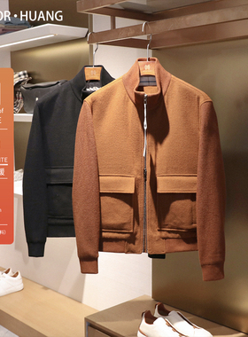 意奢老钱风2024春秋季新款男士羊毛羊绒混纺空军风飞行员夹克9436