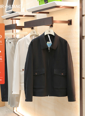 意式奢华老钱风2026春夏季新款高端100%全亚麻飞行夹克外套男2146