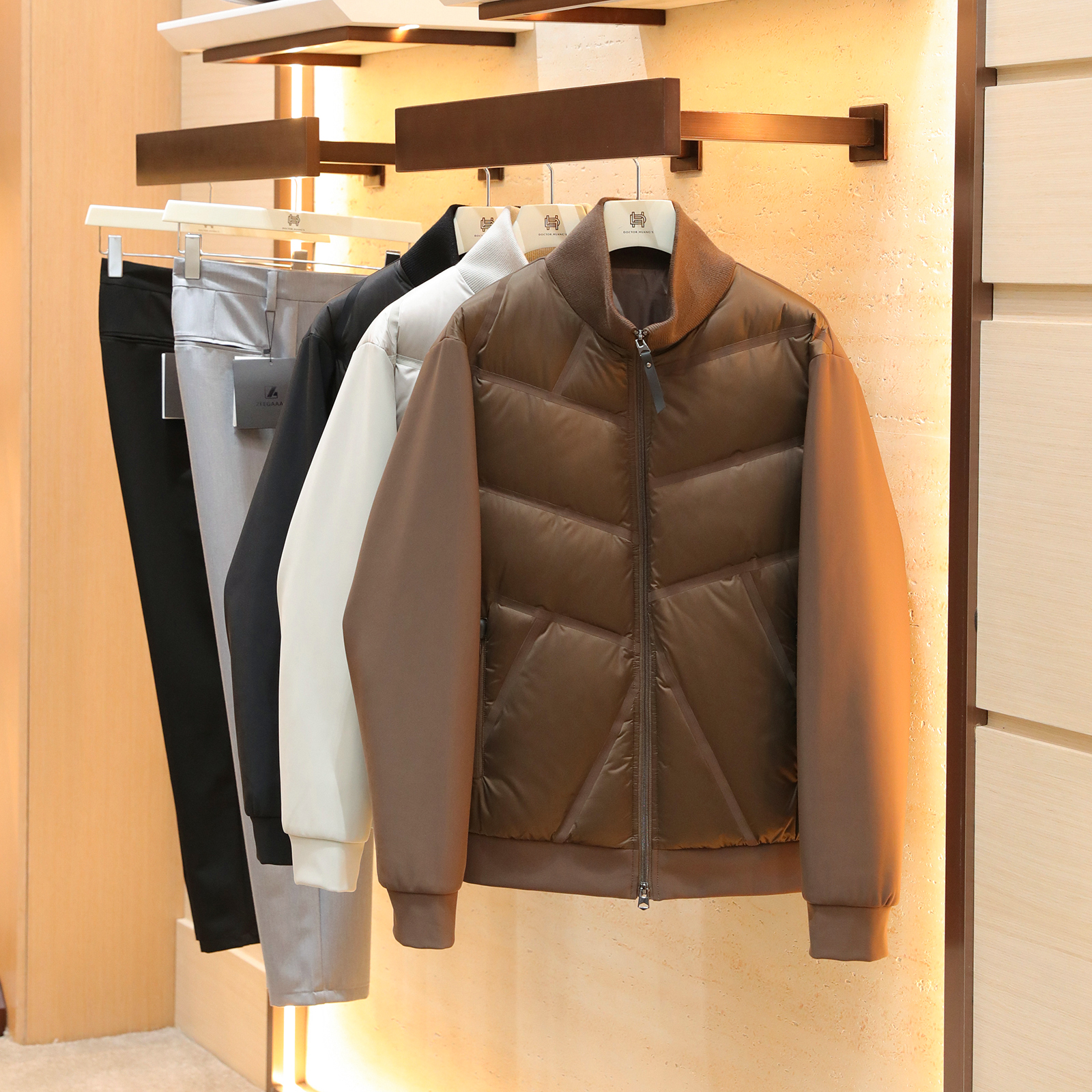 2025秋冬季新款男士户外保暖90白鹅绒拼接立领鹅绒羽绒服外套1563