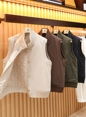 意式奢华老钱风2025秋冬季新款叠穿男双面穿绵羊毛填充棉马甲1641