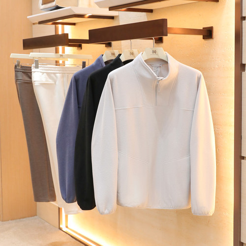 城市通勤风2025秋冬季新款户外速干保暖立领打底针织抓绒衣男1658