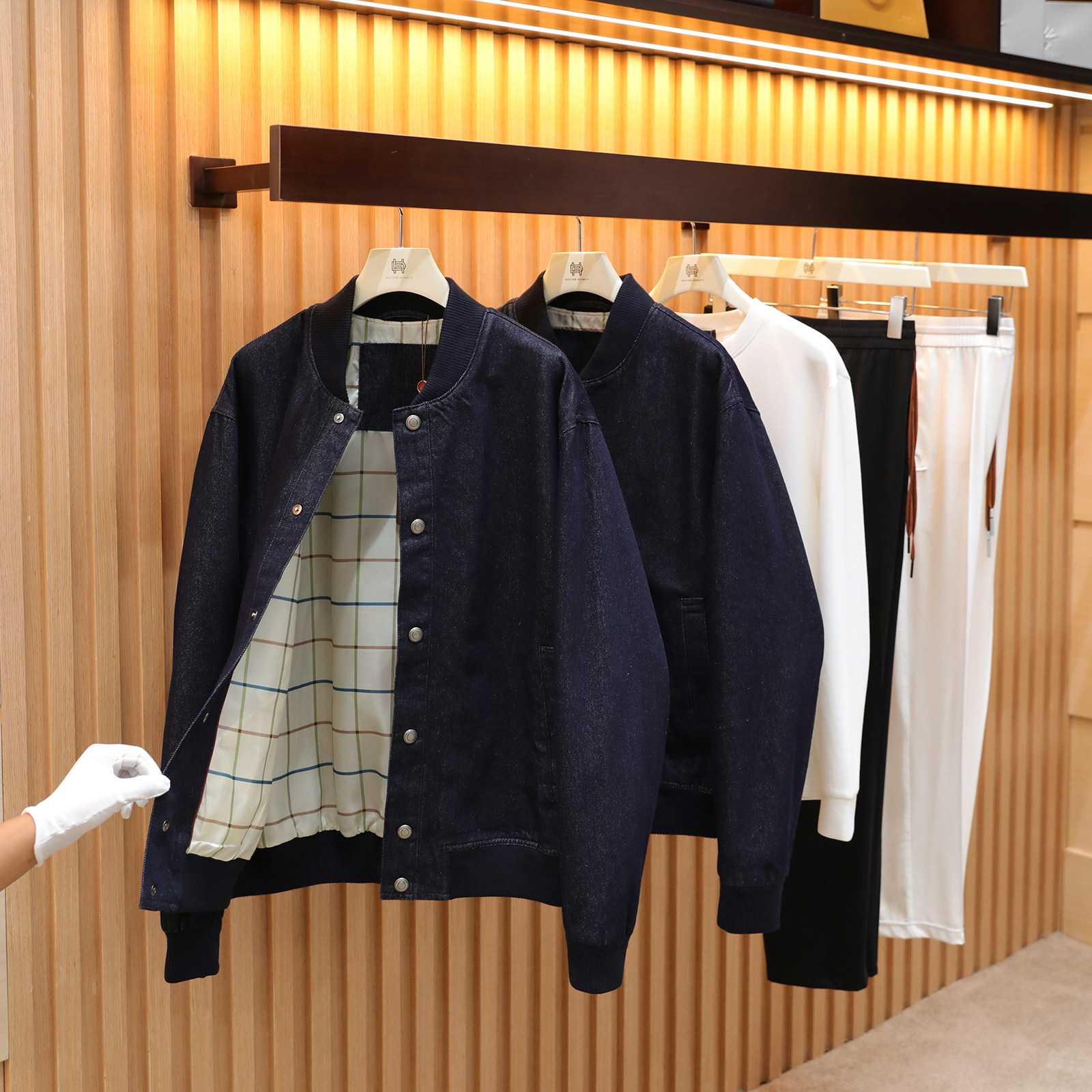 2025秋季新款男士高端简约百搭老钱风棒球领飞行牛仔夹克外套1376