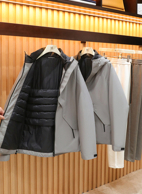 城市机能风2025冬季新款男户外加厚保暖90鹅绒三防羽绒服外套1640