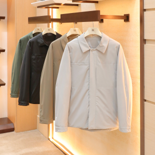 轻盈过冬2025秋冬季新款男士叠穿商务休闲薄款翻领羽绒服外套1518