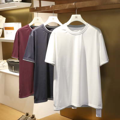 2025夏季新款男户外运动休闲100%长绒棉透气弹力撞色短袖T恤1011