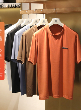 2025夏季新款男士轻奢户外运动休闲液氨海岛长绒棉短袖T恤潮9833