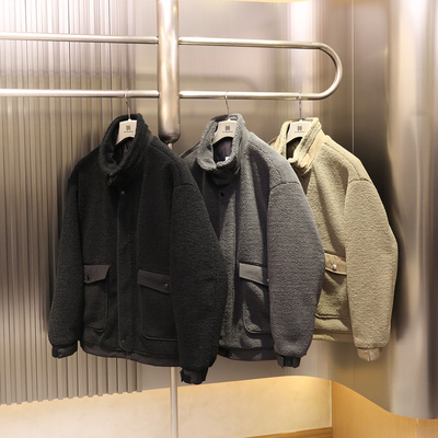 2024冬季新款男户外休闲极简廓型设计感摇粒绒立领羽绒服外套9635