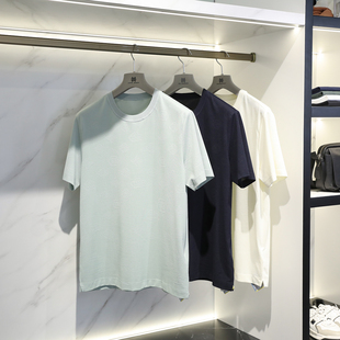 2024夏季 男士 长绒棉桑蚕丝混纺短袖 T恤提花肌理打底上衣9021 新款