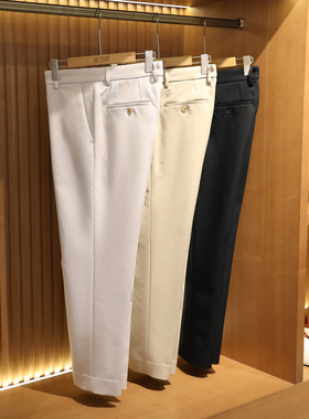 意式奢华2025早春新款男士行政商务醋酸天丝棉混纺休闲长裤潮9831