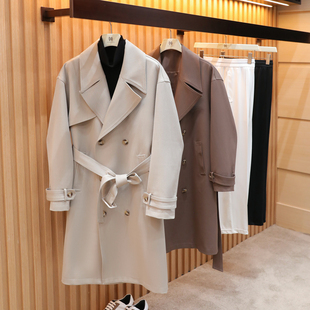 2026春季新款男士英伦风高端商务休闲户外中长款系带风衣外套2052