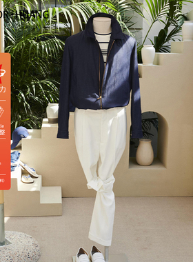 2025早秋季新款男士商务休闲亚麻混纺外套高奢气质老钱风夹克9736