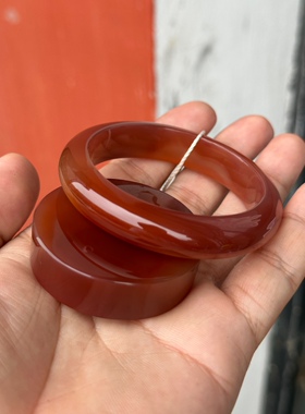 纯天然精品实肉粉玛瑙手镯口径54mm包邮