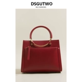 Красная вместительная и большая сумка через плечо для невесты, из натуральной кожи