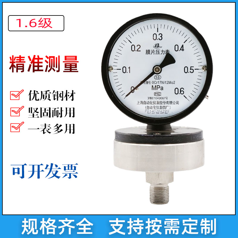 垂直安装不锈钢材质膜片压力表