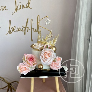 蛋糕装饰摆件螺旋球球铁丝铝丝弹簧钻石星星金银球梦幻可爱插件