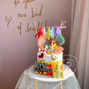 蛋糕装饰摆件城堡骑士玩偶持剑武士白马王子战马中世纪战士男生