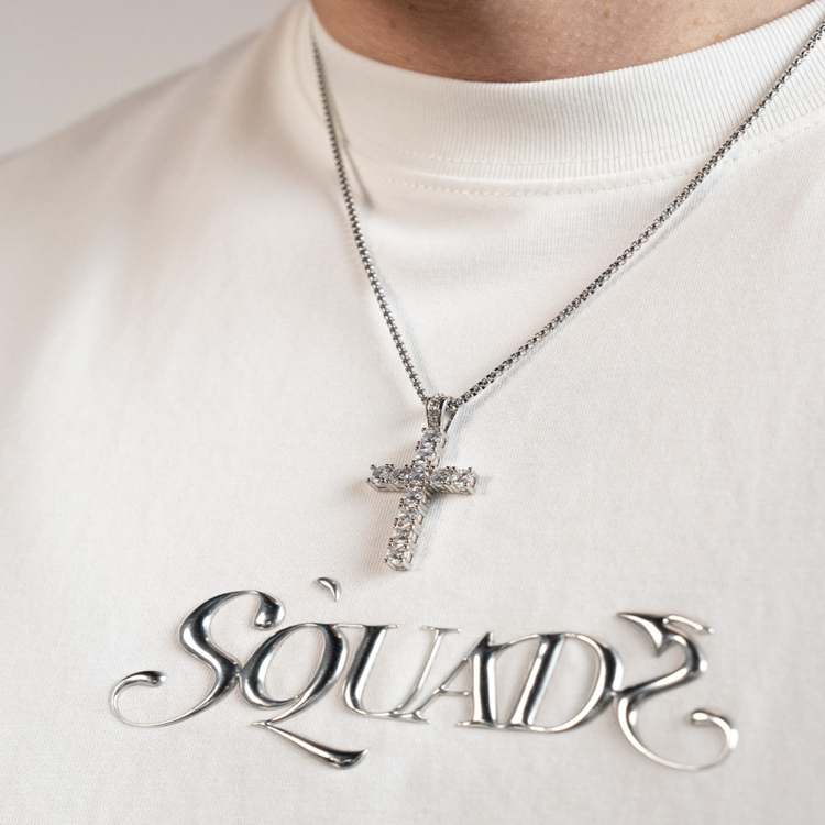 SUC群起镶钻十字架项链