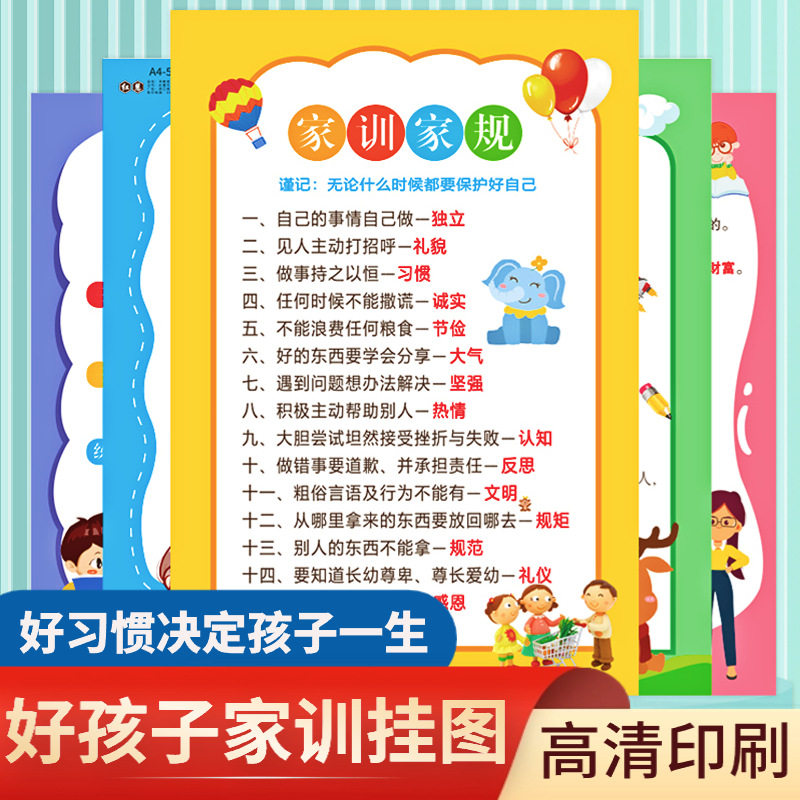 家规家训励志成长挂图好习惯学习