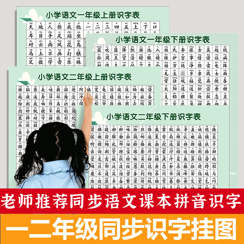 识字挂图一二年级语文注拼音学习