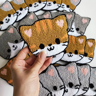 俄罗斯戳戳绣手作diy可爱毛线猫咪杯垫材料包解压打发时间tufting