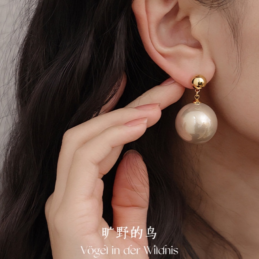 艺术系耳环！大珍珠显脸小