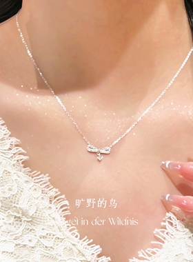 s925纯银蝴蝶结项链轻奢小众高级
