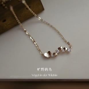 Vögel「心心」爱心锁骨链925纯银精致小项链女不掉色可水洗配饰