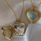 Vögl「复古爱心」宠物纪念翻盖可放装 照片相盒爱心吊坠项链定制