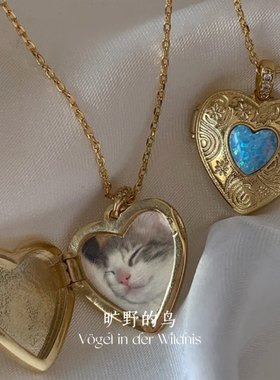 可放两张照片项链~粉丝绒礼盒