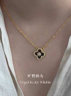 四叶草宫廷风中式项链锁骨链配饰