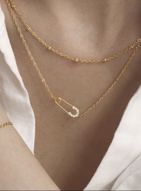 满钻曲别针项链小众高级感配饰女