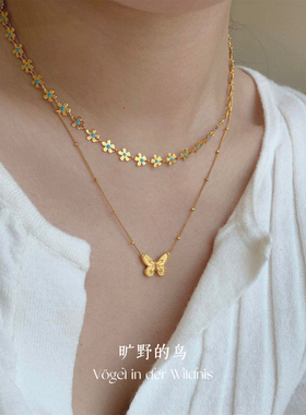 Vögel「花与蝶」蝴蝶项链女配饰毛衣链高级感小众设计感叠戴项链