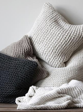 弋采现代简约简欧简美样板房手工编织拼接装饰靠垫抱枕腰枕方枕套