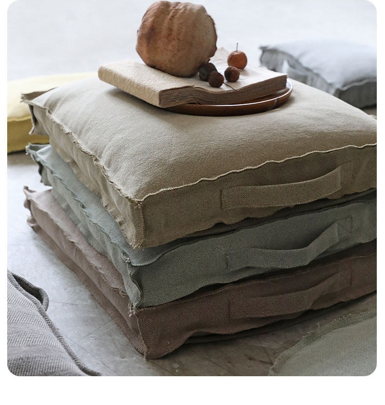 弋采可机洗水洗户外露营野奢侘寂风民宿棉麻蒲团坐墩坐垫软包茶几