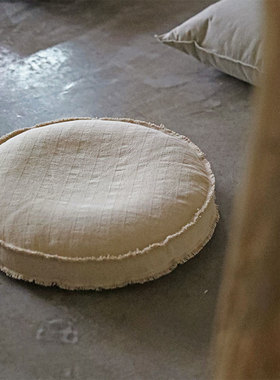 弋采可机洗水洗户外露营侘寂风亚麻榻榻米坐垫蒲团坐墩豆包搁脚凳