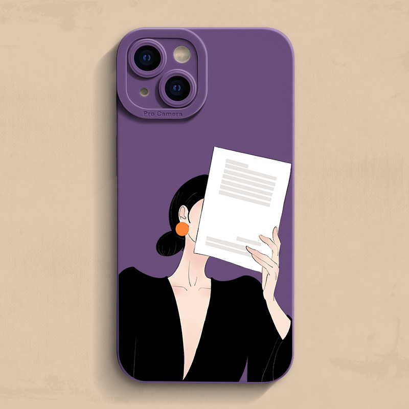 看报美女适用iPhone16苹果15promax手机壳13pro