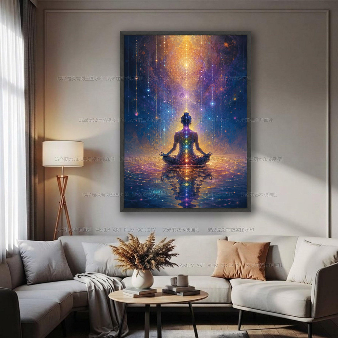 普拉提教室装饰画禅意壁画佛像欧姆东南亚泰式民宿瑜伽馆佛陀墙画