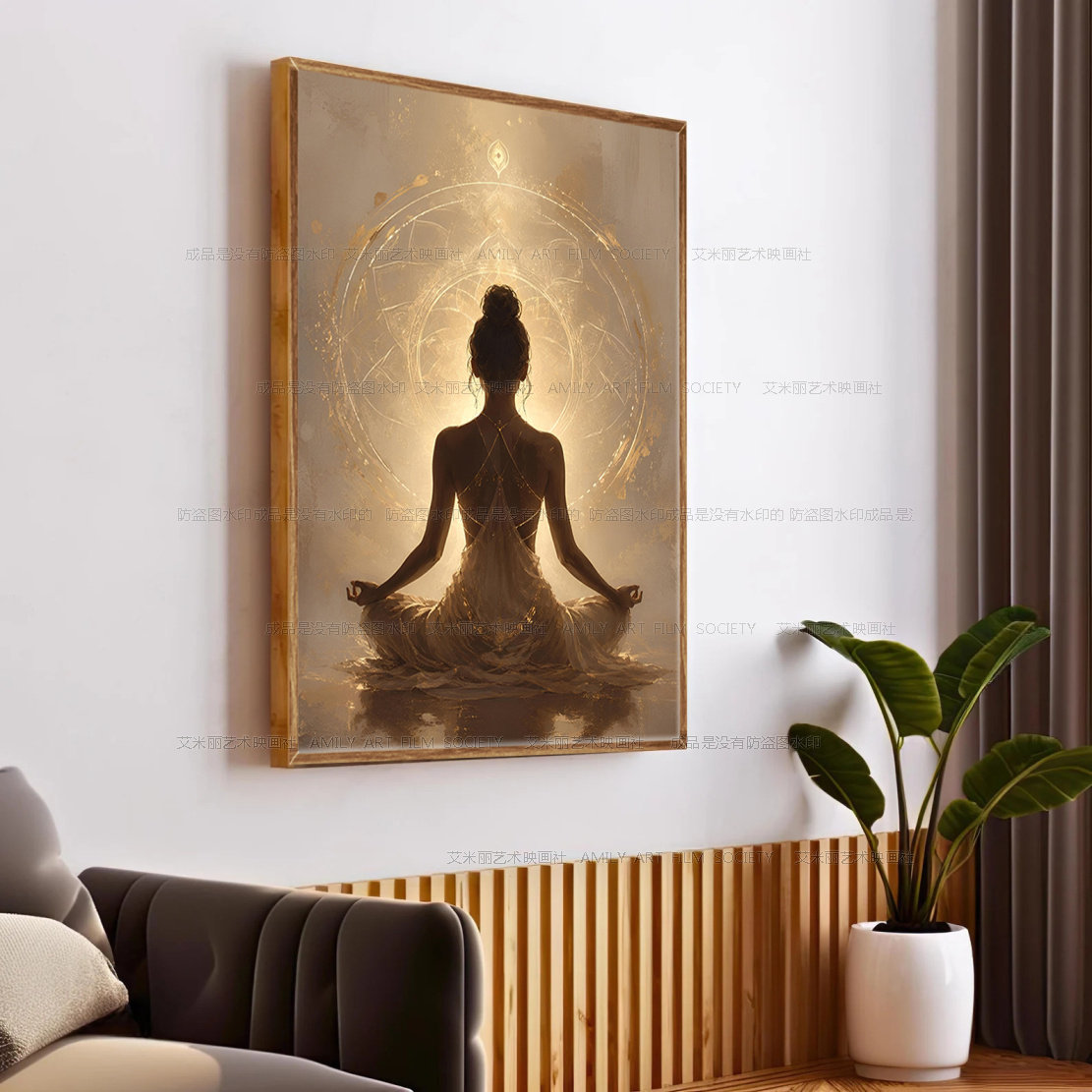 普拉提瑜伽馆装饰画禅意壁画婵柔佛像欧姆东南亚泰式民宿佛陀墙画