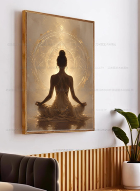 普拉提瑜伽馆装饰画禅意壁画婵柔佛像欧姆东南亚泰式民宿佛陀墙画