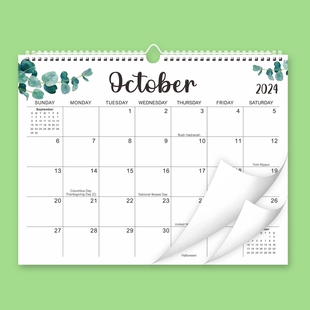 18months English 2024 wall calendar monthly week planner