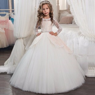 Lace Teenagers Kids Girls Wedding Long Dress Formal Dress