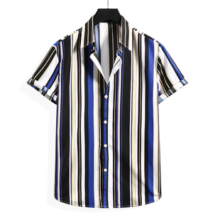 shirt men sleeve new top short striped casual summer